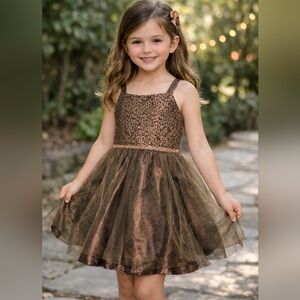 Elegant Bonnie Jean Girls Size 8 "BRONZE SEQUINS" Party Dress